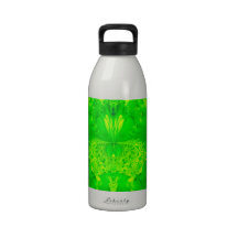 Green Lady Slipper Orchid Fractal Water Bottle
