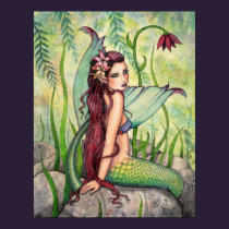 Green Lagoon Mermaid Art Poster Print posters