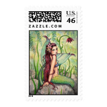 Green Lagoon Mermaid Postage Stamps by robmolily Green Lagoon Mermaid Postage Stamps