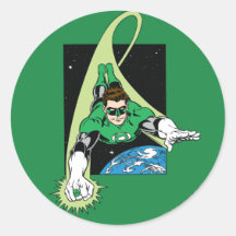 Green Lantern and Earth Round Sticker