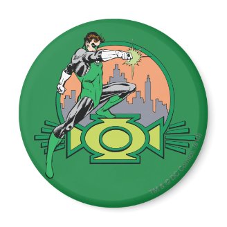 Green Lantern City Background and Logo Fridge Magnet