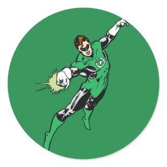Green Lantern Jump Round Stickers