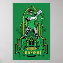 Green Lantern on decorative background Print