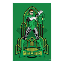 Green Lantern on decorative background Print