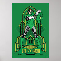 Green Lantern on decorative background Print