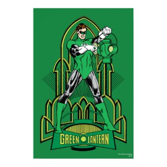 Green Lantern on decorative background Print