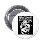 Green Lantern with cape in fight, Black and White Pinback Buttons