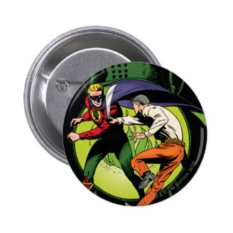 Green Lantern with cape in fight Pinback Buttons