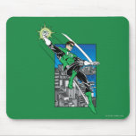 Green Lantern with City Background Mouse Pads