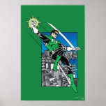 Green Lantern with City Background Poster