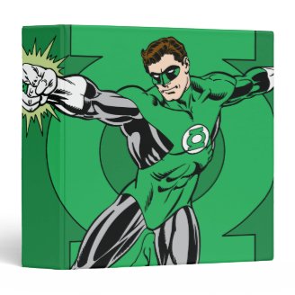 Green Lantern with Logo Background 3 Ring Binders