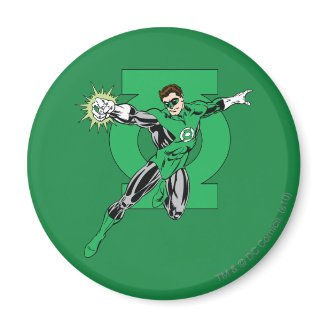 Green Lantern with Logo Background Fridge Magnets