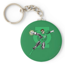 Green Lantern with Logo Background Keychain