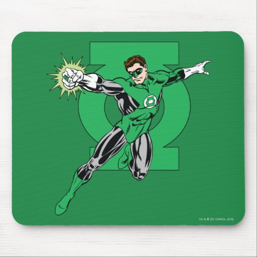 Green Lantern with Logo Background Mouse Pads