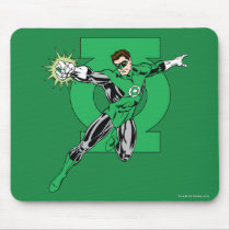 Green Lantern with Logo Background Mouse Pads