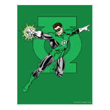 Green Lantern with Logo Background Post Cards