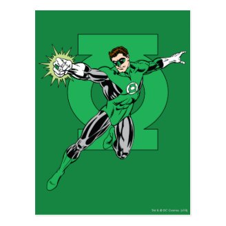 Green Lantern with Logo Background Post Cards