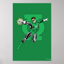 Green Lantern with Logo Background Poster