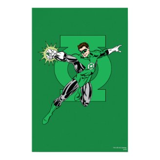 Green Lantern with Logo Background Poster