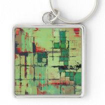 Green Lattice Abstract Art Keychains