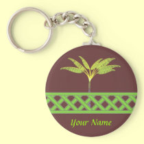 Green Lattice Name Keychain keychains