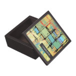 Green Lattice on Yellow Abstract Art Trinket Box premium gift boxes