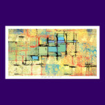 Green Lattice on Yellow Abstract Painting posters