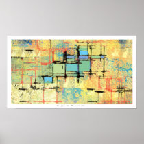 Green Lattice on Yellow Abstract Painting Posters