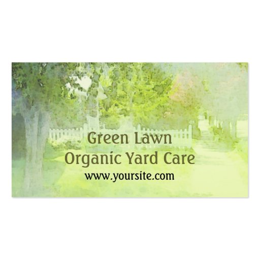 Green Lawn Organic Yard Care Business Card (front side)