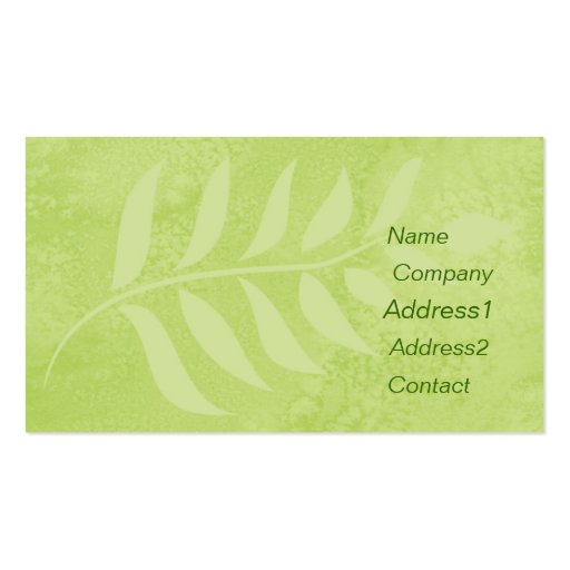 green leaf business card. (front side)
