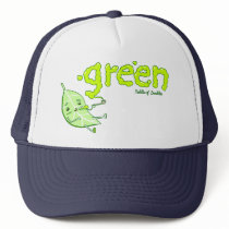 Green Leaf Doodle Art Hat