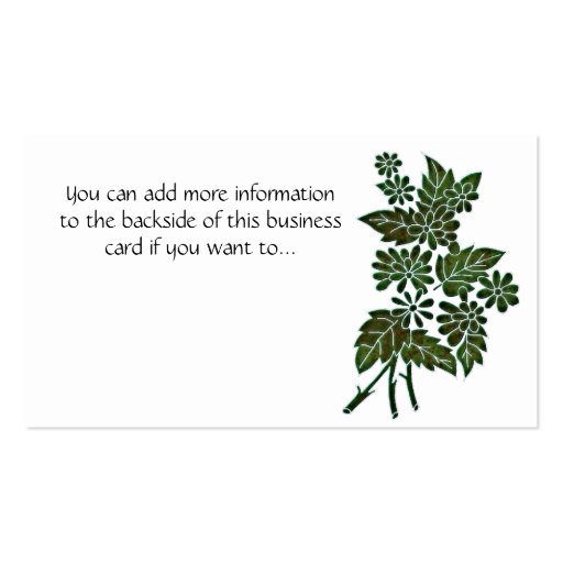 Green Leaf/Flower Elegant Business Card (back side)