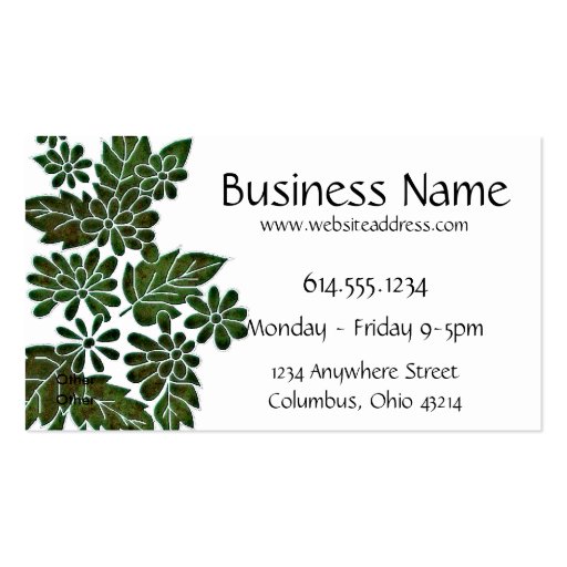 Green Leaf/Flower Elegant Business Card (front side)