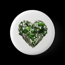 Green Leaf Heart buttons