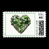 Green Leaf Heart postage
