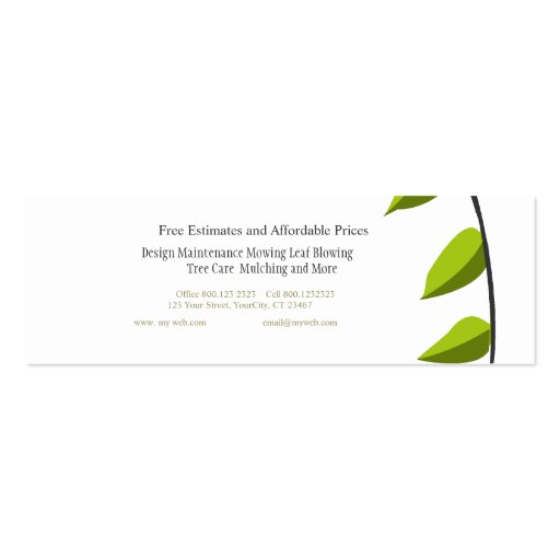 Green Leaf Illustration Business Cards (back side)