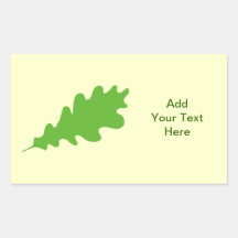 Green Leaf, Oak Tree leaf Design. Rectangle Sticker