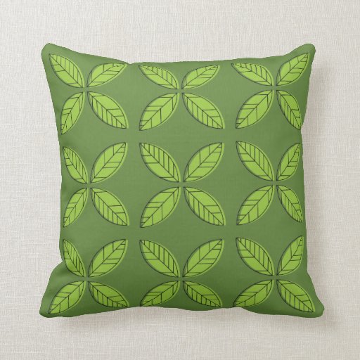 Green Leaf Pattern Polyester Throw Pillow Zazzle