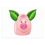 Green Leaf Pig Postcard