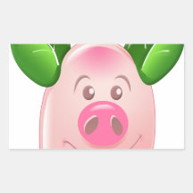 Green Leaf Pig Sticker