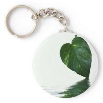 Green Leaf reflection on water theme Key Chains