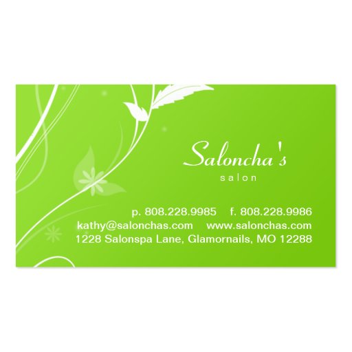 Green Leaf Salon Spa or Landscaping Business Card (front side)