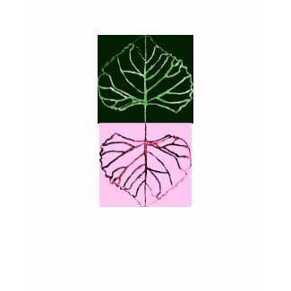Green leaf skeleton and red