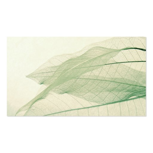 green leaf skeletons business card (front side)