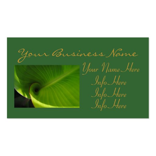 Green Leaf Swirl Business Card Template (front side)