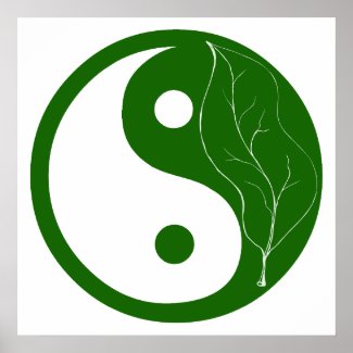 Green Leaf Yin Yang print