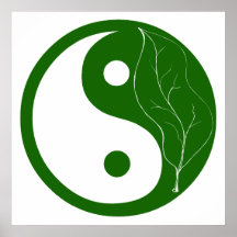 Green Leaf Yin Yang Poster