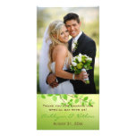 Green Leafy Branches Wedding Photo Card