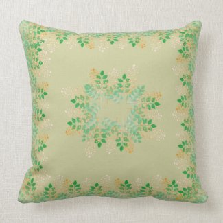 Green Leafy Gold Floral mojo_throwpillow