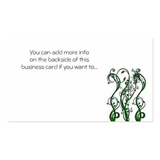 Green Leafy Vines Designed Business Card (back side)